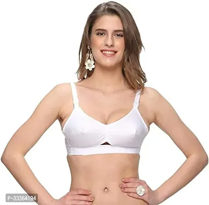 Stylish White Cotton Blend Solid Bras For Women-thumb0