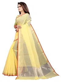 JS Clothing Mart Women's Manipuri Cotton Blend Saree With Blouse (Free Size_Yellow)-thumb4