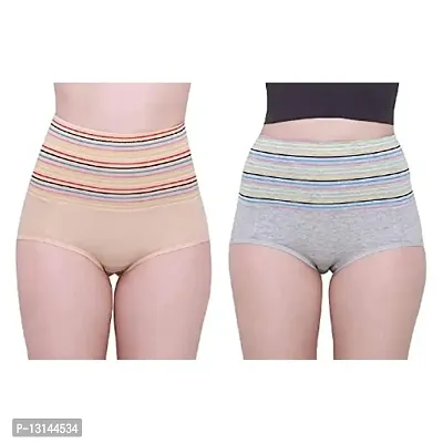 DEVANSHI GEMS Women's Cotton Regular Seamless Everyday Panty (Multicolored) (Pack of 2} Size :- 2XL