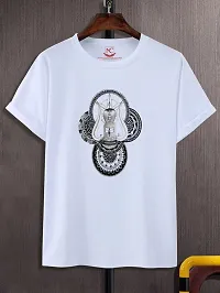 Round Neck Graphic Printed White T-Shirt-601 -S-thumb2