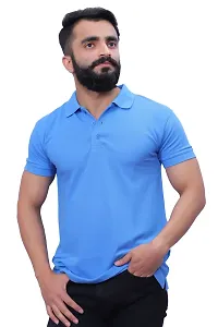 Sky Blue Color Polyester  Polo T-Shirt-thumb1