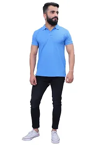 Sky Blue Color Polyester  Polo T-Shirt-thumb2