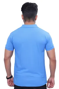 Sky Blue Color Polyester  Polo T-Shirt-thumb4