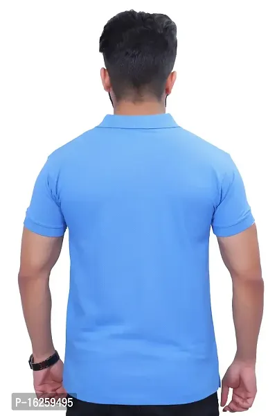 Sky Blue Color Polyester  Polo T-Shirt-thumb5