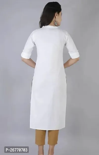 Beautiful Cotton White Solid Kurta For Women-thumb2