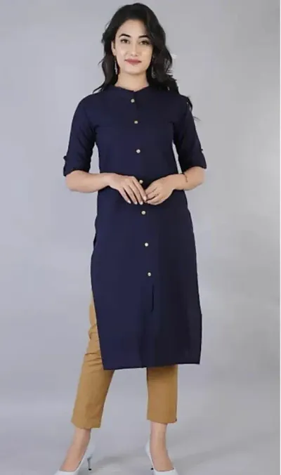 AARON INC Pure Woman's Regular Knee Length Kurti/Kurta Front Butten Design