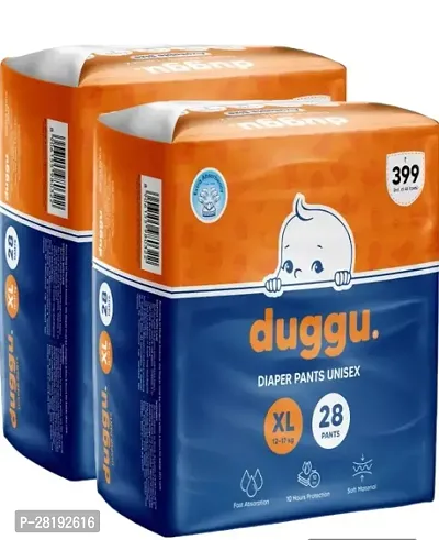 KIDTON ( DUGGU ) Diapers Pants, Extra large (XL) Size Baby Diaper Pants, 12-17 kg, Combo Pack of 2, 28 count Per Pack, 56 count, with Bubble Bed Technology for comforthellip;