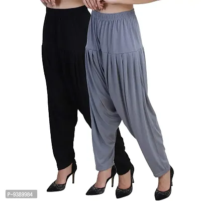 Casuals Women's Viscose Patiyala/Patiala Pants Combo 2(Black and Steel Grey; X-Large)-thumb0