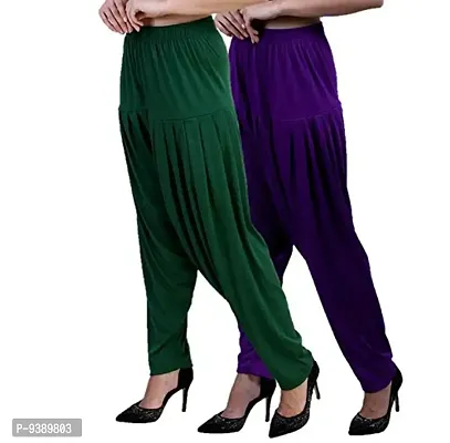 Casuals Women's Viscose Patiala Pants Combo Pack Of 2 (Multicolored)-thumb0