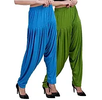 Casuals Women's Viscose Patiala Pants Combo Pack Of 2 (Cyan and Pista Green ; L)-thumb1