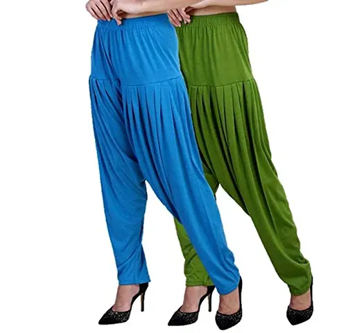 Casuals Women's Viscose Patiala Pants Combo Pack Of 2 (Multicolored)