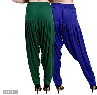 Casuals Women's Viscose Patiala Pants Combo Pack Of 2 (DarkGreen and Royal Blue ; XL)-thumb4