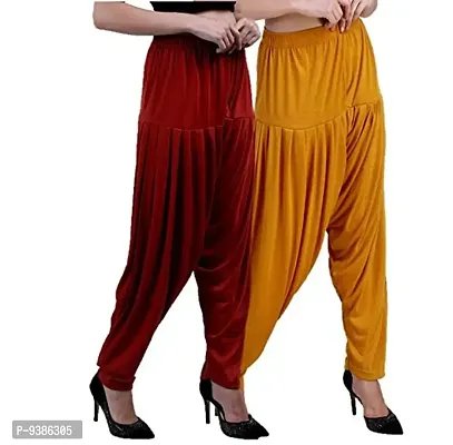 Casuals Women's Viscose Patiala Pants Combo Pack Of 2 (Multicolored)-thumb2