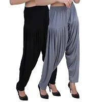 Casuals Women's Viscose Patiyala/Patiala Pants Combo 2(Black and Steel Grey; X-Large)-thumb2