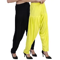 Casuals Women's Viscose Patiyala/Patiala Pants Combo 2 2 (Black and Lemon Yellow; X-Large)-thumb2