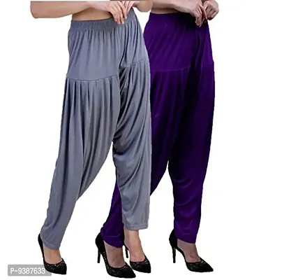 Casuals Women's Viscose Patiala Pants Combo Pack Of 2 (Multicolored)-thumb2