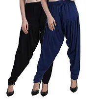 Casuals Women's Viscose Patiyala/Patiala Pants Combo 2(Black and Navy Blue; XX-Large)-thumb1