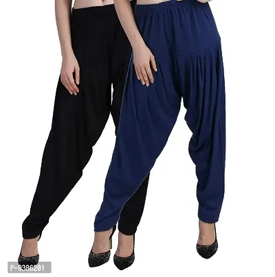 Casuals Women's Viscose Patiyala/Patiala Pants Combo 2(Black and Navy Blue; XX-Large)-thumb2