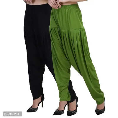 Casuals Women's Viscose Patiyala/Patiala Pants Combo 2(Black and Multi-Coloured)-thumb0