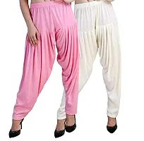 Casuals Women's Viscose Patiala Pants Combo Pack Of 2 (BabyPink and Cream ; XL)-thumb2