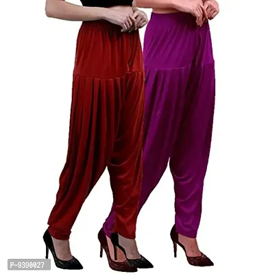 Casuals Women's Viscose Patiala Pants Combo Pack Of 2 (RedMaroon and M.Rose ; 3XL)-thumb2