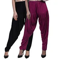 Casuals Women's Viscose Patiyala/Patiala Pants Combo 2(Black and Multi-Coloured)-thumb1