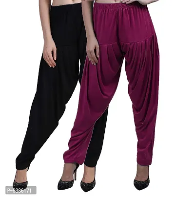 Casuals Women's Viscose Patiyala/Patiala Pants Combo 2(Black and Multi-Coloured)-thumb2