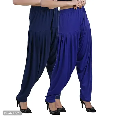 Casuals Women's Viscose Patiyala/Patiala Pants Combo 2(Navy Blue and Royal Blue; X-Large)-thumb2