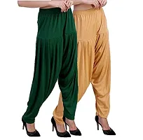 Casuals Women's Viscose Patiala Pants Combo Pack Of 2 (DarkGreen and Dark skin ; XL)-thumb1