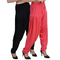 Casuals Women's Viscose Patiyala/Patiala Pants Combo Pack Of 2(Black and Dark Pink; X-Large)-thumb2