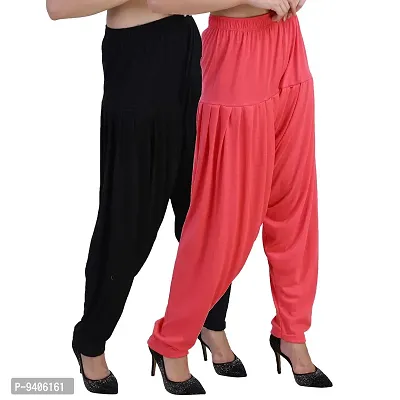 Casuals Women's Viscose Patiyala/Patiala Pants Combo Pack Of 2(Black and Dark Pink; X-Large)-thumb3