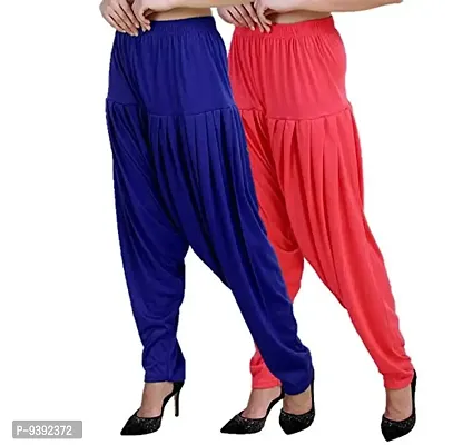 Casuals Women's Viscose Patiala Pants Combo Pack Of 2 (RoyalBlue and Dark Pink ; XL)-thumb0