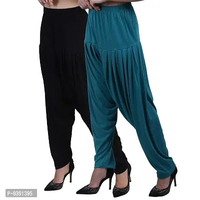 Casuals Women's Viscose Patiyala/Patiala Pants Combo 2(Black and Multi-Coloured)-thumb0