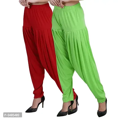 Casuals Women's Viscose Patiyala/Patiala Pants Combo 2(Red and Parret Green; XXX-Large)