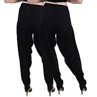 Casuals Women's Viscose Patiala Pants Pack of 2(Black and Black; 4XL)-thumb2