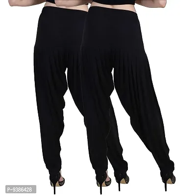 Casuals Women's Viscose Patiala Pants Pack of 2(Black and Black; 4XL)-thumb3