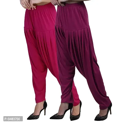 Casuals Women's Viscose Patiyala/Patiala Pants Combo 2(Deep Rani and Shell; XXX-Large)