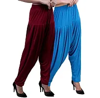 Casuals Women's Viscose Patiala Pants Combo Pack Of 2 (Multicolored)-thumb1