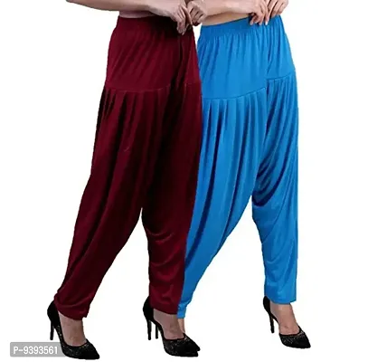 Casuals Women's Viscose Patiala Pants Combo Pack Of 2 (Multicolored)-thumb2