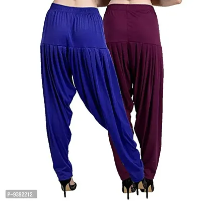 Casuals Women's Viscose Patiala Pants Combo Pack Of 2 (RoyalBlue and Dark Maroon ; L)-thumb4