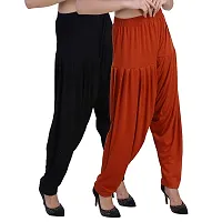 Casuals Women's Viscose Patiyala/Patiala Pants Combo 2(Black and Rust; Large)-thumb2