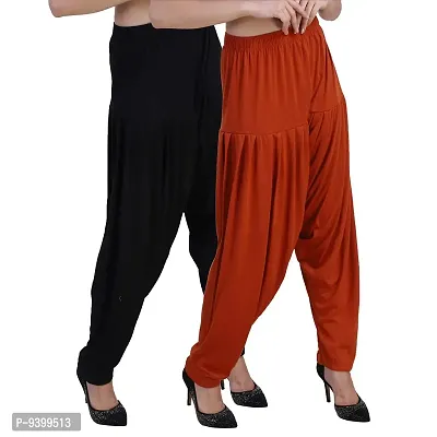 Casuals Women's Viscose Patiyala/Patiala Pants Combo 2(Black and Rust; Large)-thumb3