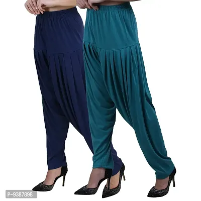 Casuals Women's Viscose Patiyala/Patiala Pants Combo 2(Navy Blue and Peacock Blue; X-Large)-thumb0