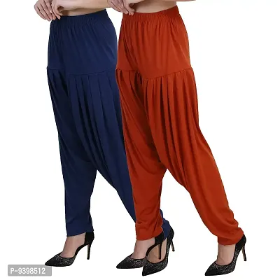 Casuals Women's Viscose Patiyala/Patiala Pants Combo Pack Of 2(Navy Blue and Rust; X-Large)