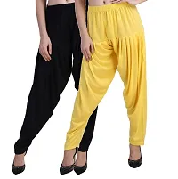 Casuals Women's Viscose Patiyala/Patiala Pants Combo Pack Of 2(Black and Yellow; XXX-Large)-thumb1