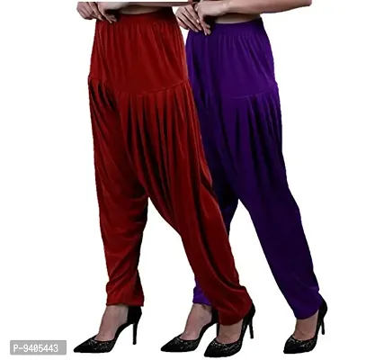 Casuals Women's Viscose Patiala Pants Combo Pack Of 2 (RedMaroon and Purple ; 3XL)