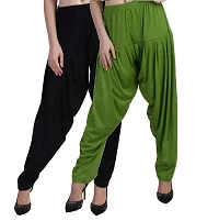 Casuals Women's Viscose Patiyala/Patiala Pants Combo 2(Black and Multi-Coloured)-thumb1