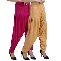 Casuals Women's Viscose Patiala Pants Pack Of 2(Deep Rani and Dark skin; 4XL)-thumb1