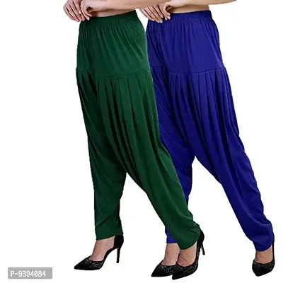 Casuals Women's Viscose Patiala Pants Combo Pack Of 2 (DarkGreen and Royal Blue ; XL)