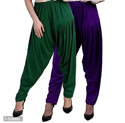 Casuals Women's Viscose Patiala Pants Combo Pack Of 2 (Multicolored)-thumb3